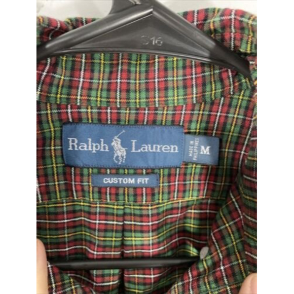 Ralph Lauren Shirt Mens Medium Long Sleeve Red Plaid Custom Fit Button Down - Picture 4 of 4